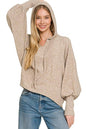 Soft Cropped Balloon Sleeve Hoodie