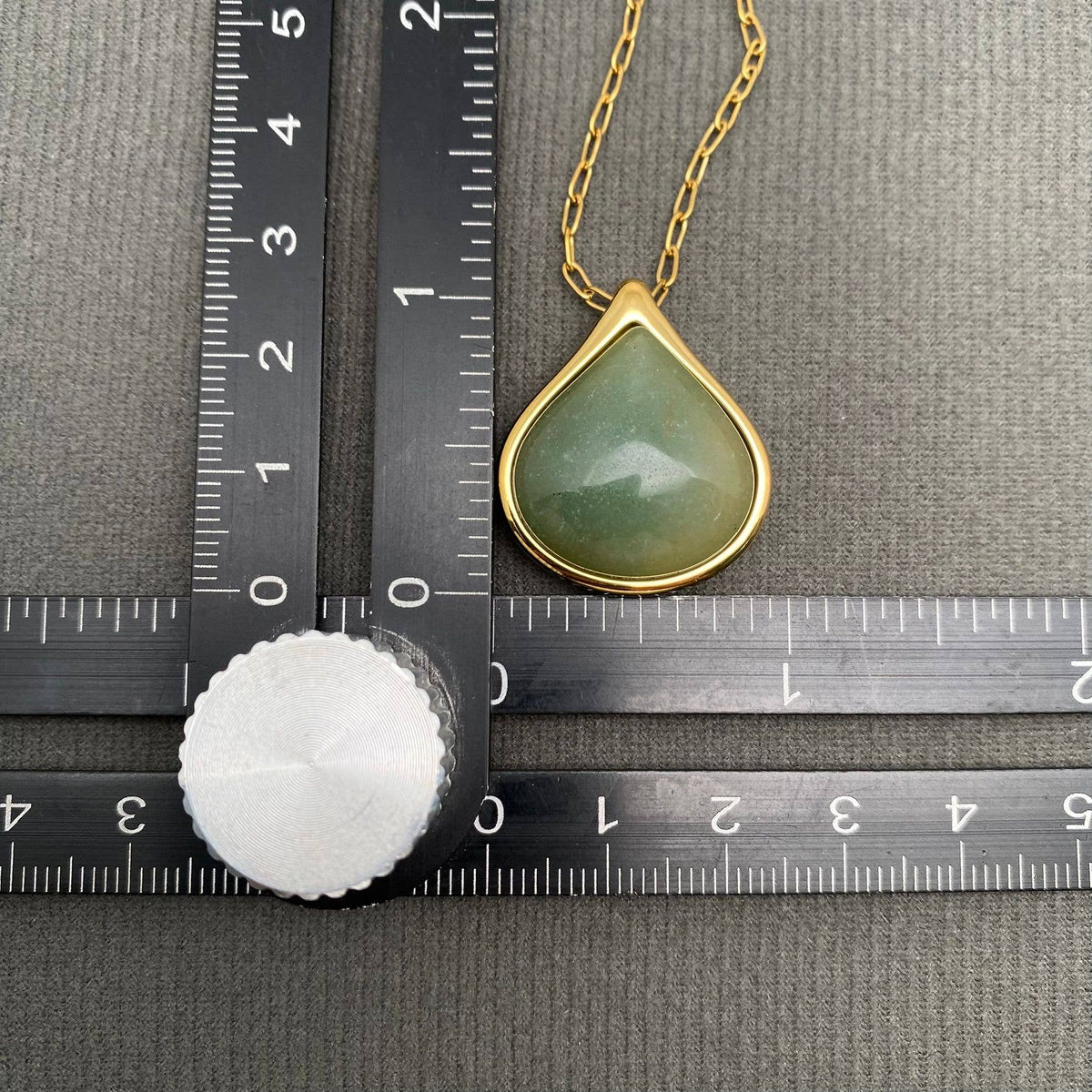 Green Jade Inlaid 18K Gold Plated S.Steel Necklace