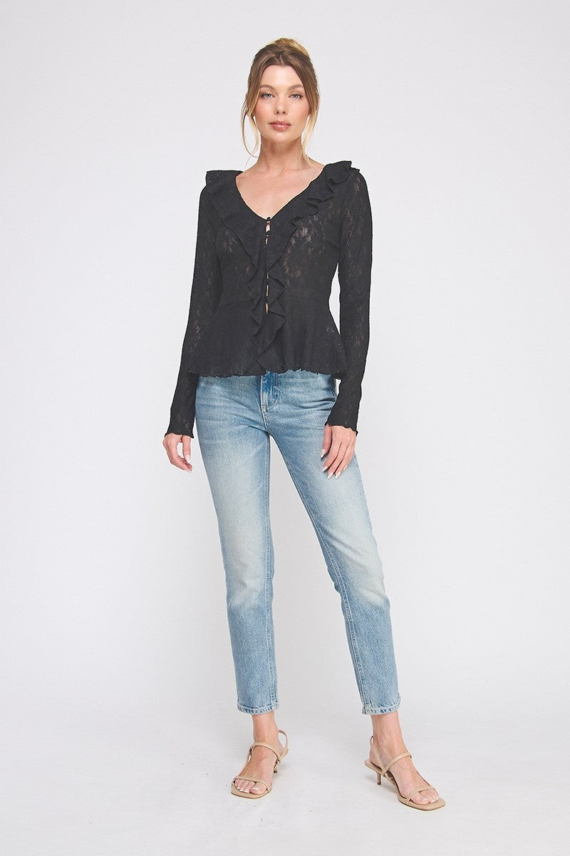 Jacquard Knit Lace Romantic Ruffle