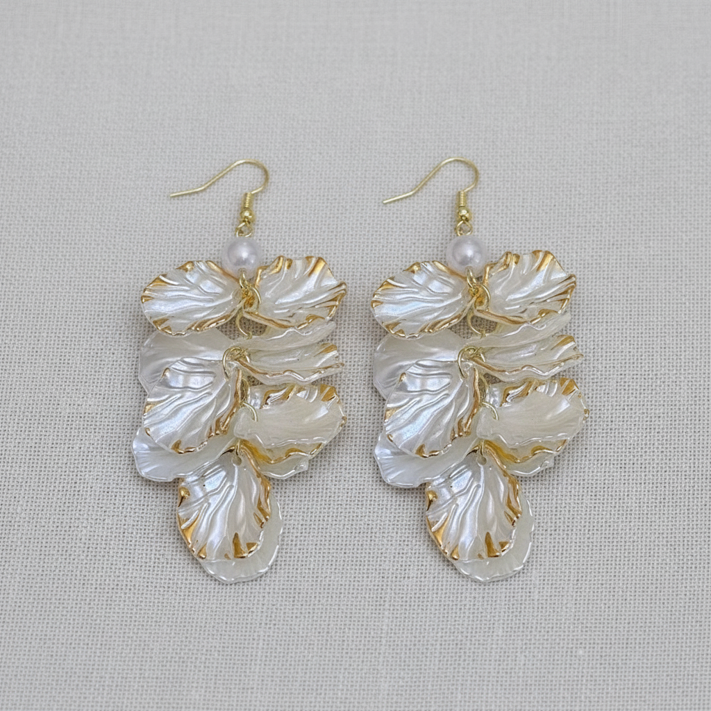 Shell Flower Long Tassel Earrings