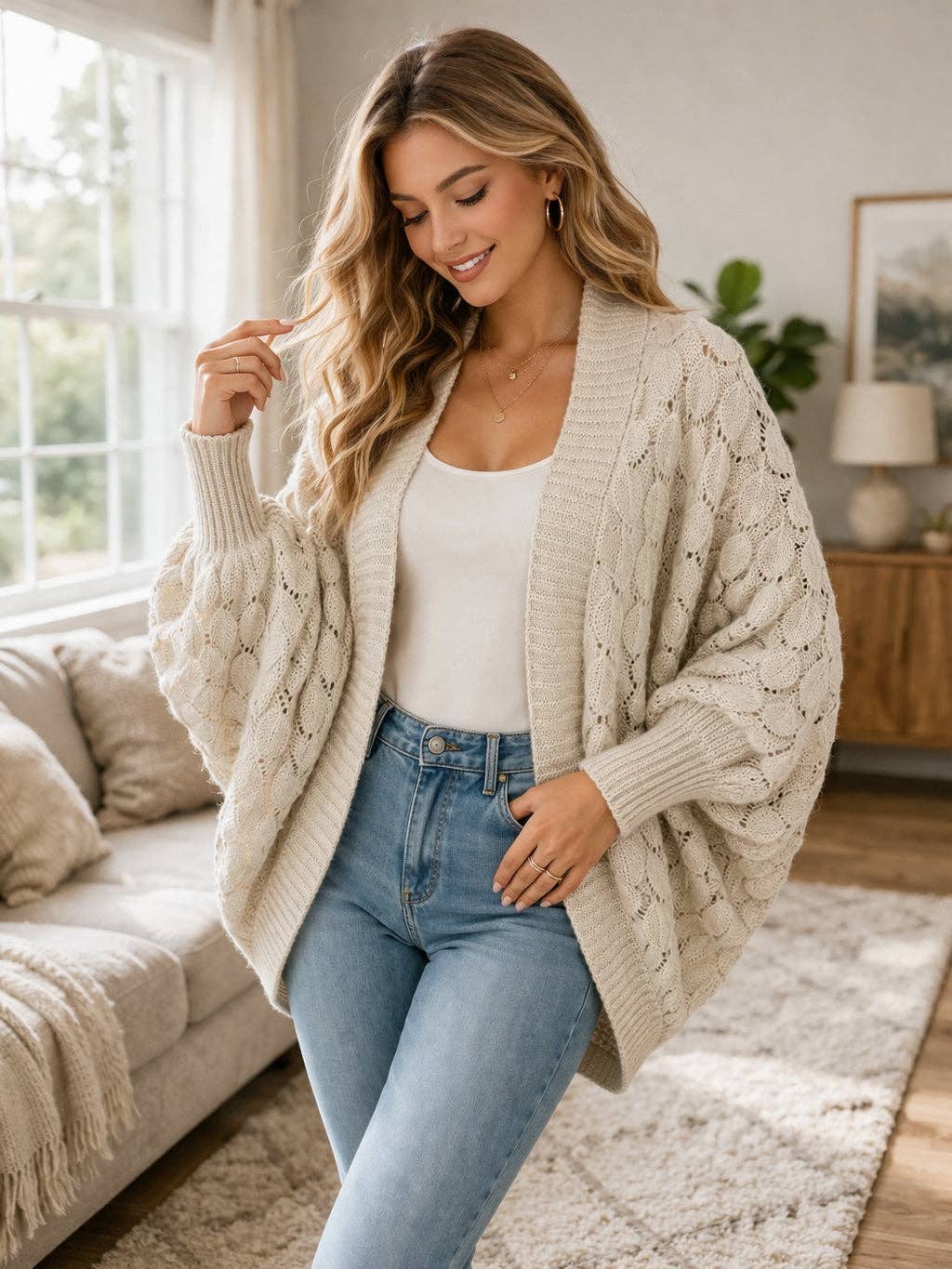 Textured Knit Cocoon Cardigan