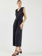 Pleated Sleeveless Button Front Jumpsuit