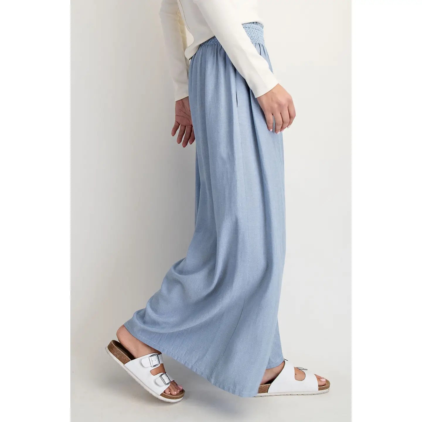 Linen-Blend Wide Pants