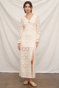 Long Sleeve Open-Back Crochet Maxi Dress