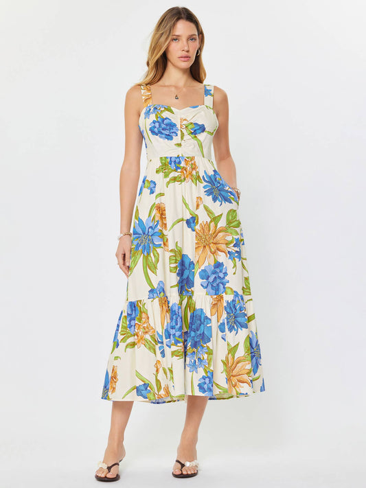 Floral Printed Sleeveless Midi Dress