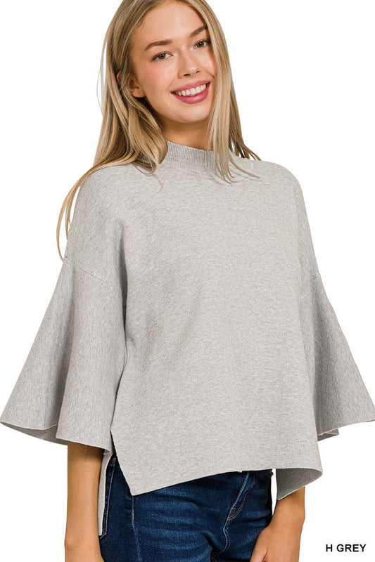 Mock Neck Bell Sleeve Sweater
