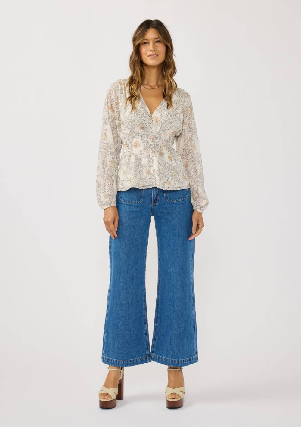 Floral Elastic Waist Blouse