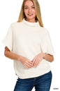Mock Neck Side Shirred Sweater