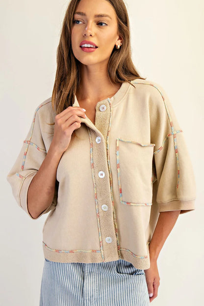 Washed Terry Knit Button Down