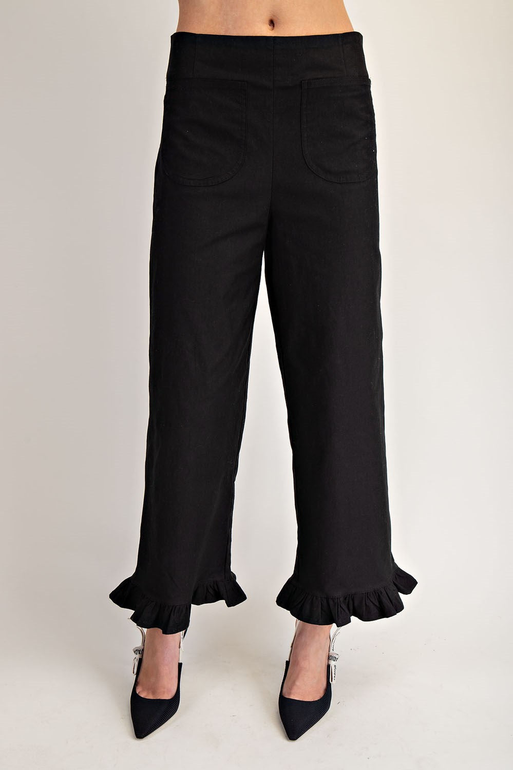 Straight Leg Ruffled Hem Pants
