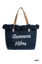 Summer Vibes Fringe Canvas Tote Bag