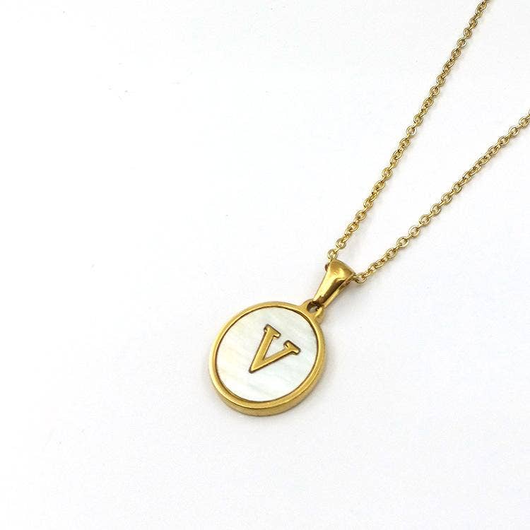 Round 18K Gold-plated Stainless Steel 26 Letters Necklace