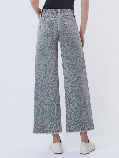 HIGH RISE GREY LEOPARD PRINT CROP