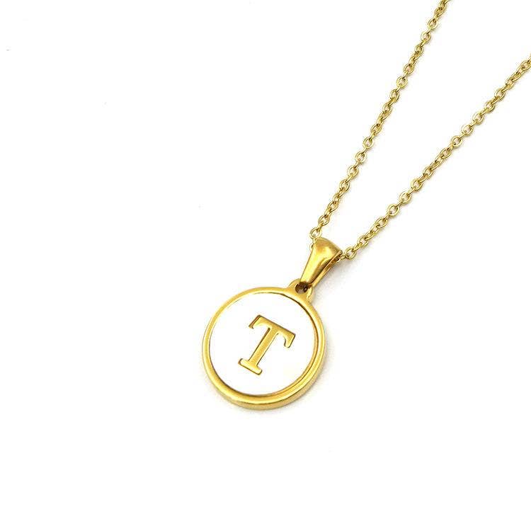 Round 18K Gold-plated Stainless Steel 26 Letters Necklace