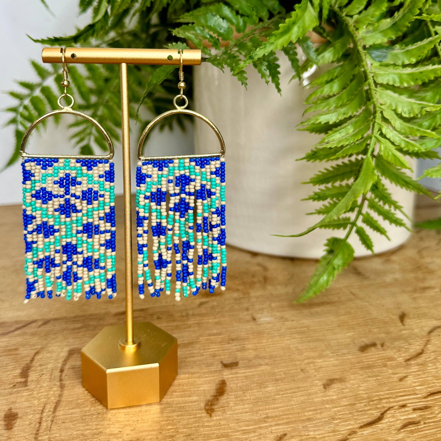 Ester Geometric Print Seed Bead Earrings