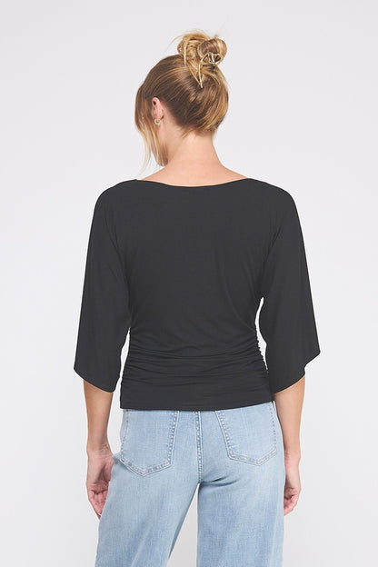 Double Knit Angel Sleeve Cinch Side Top