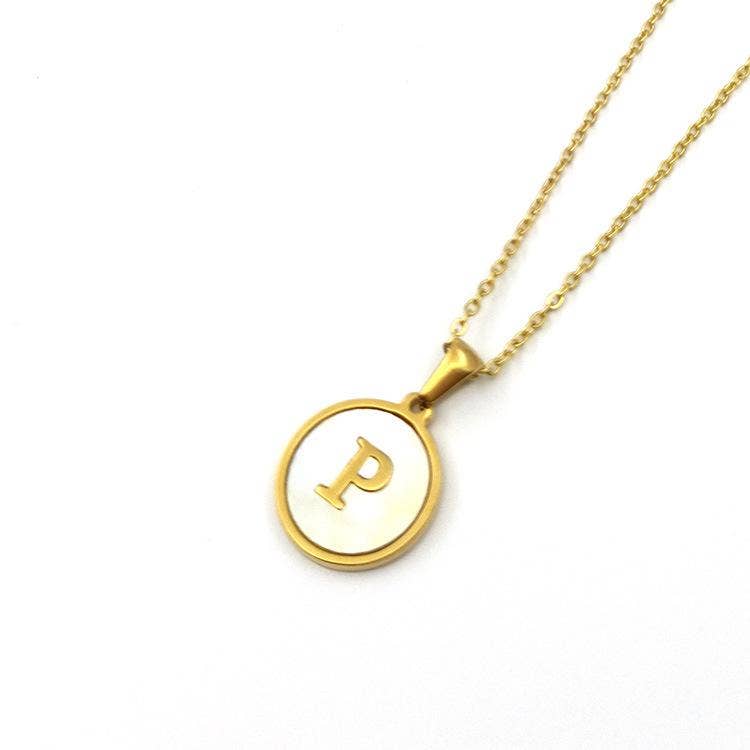Round 18K Gold-plated Stainless Steel 26 Letters Necklace