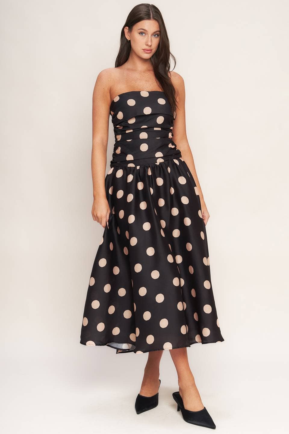 Polka Dot woven midi dress