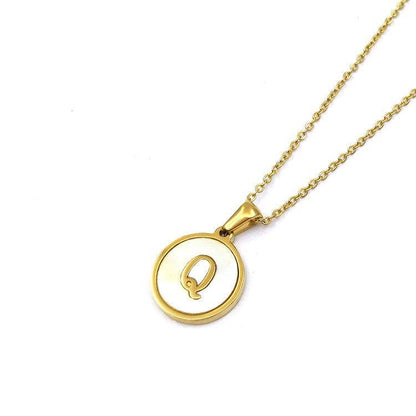 Round 18K Gold-plated Stainless Steel 26 Letters Necklace