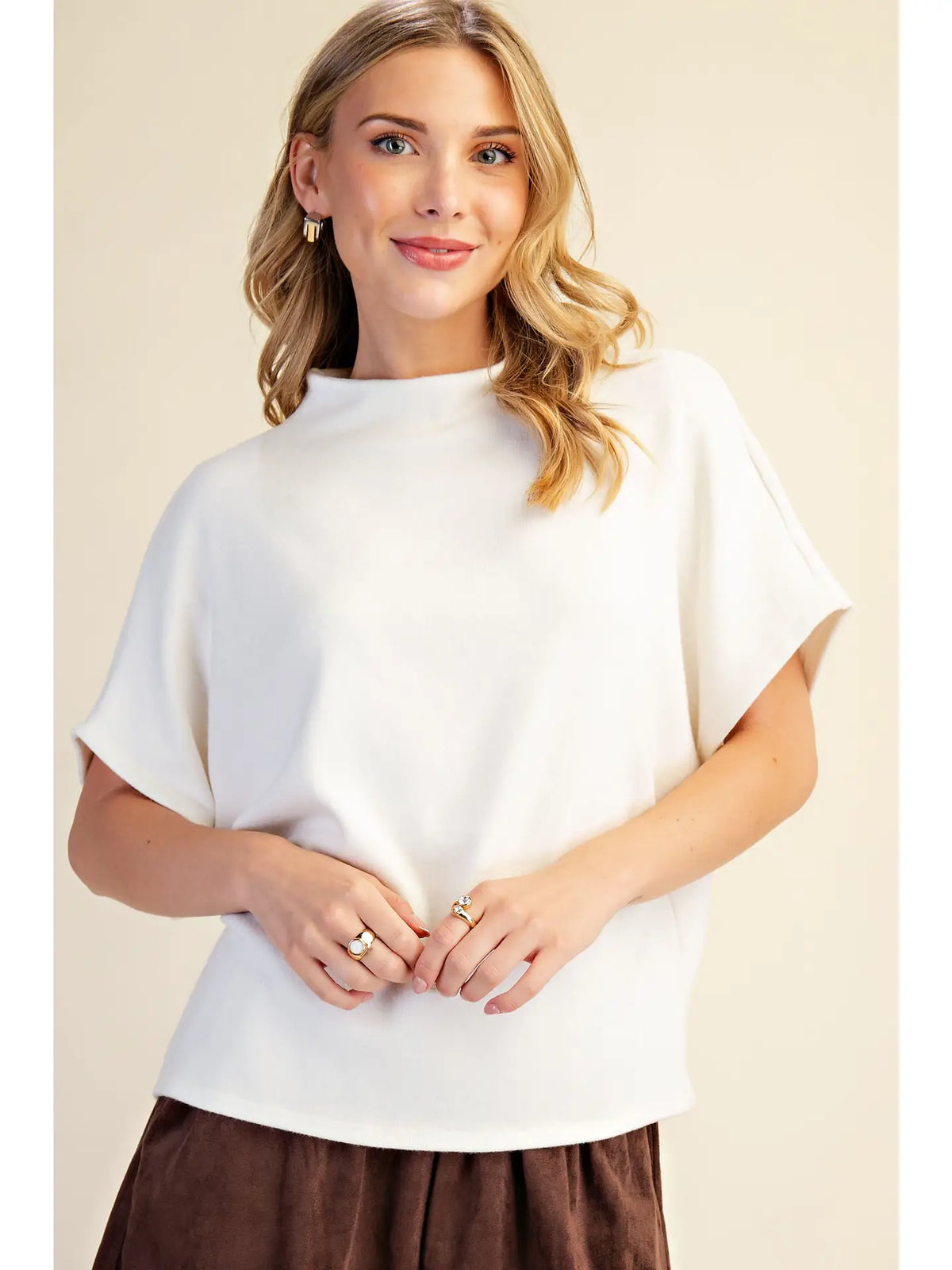 Mock Neck Pullover Knit Top