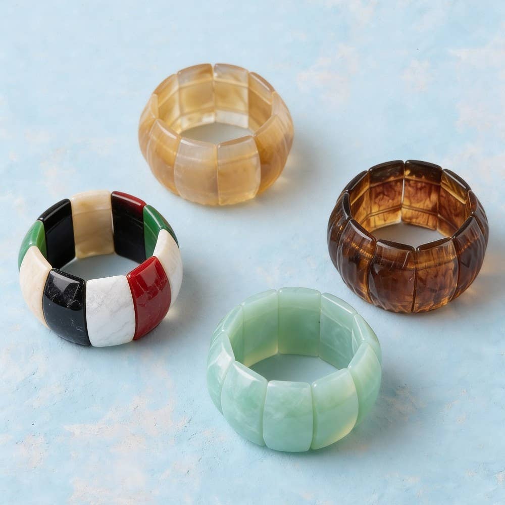 Wide Resin Block Stretch Bracelet