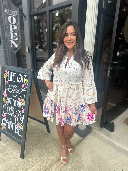Embroidered in Color Mini Dress