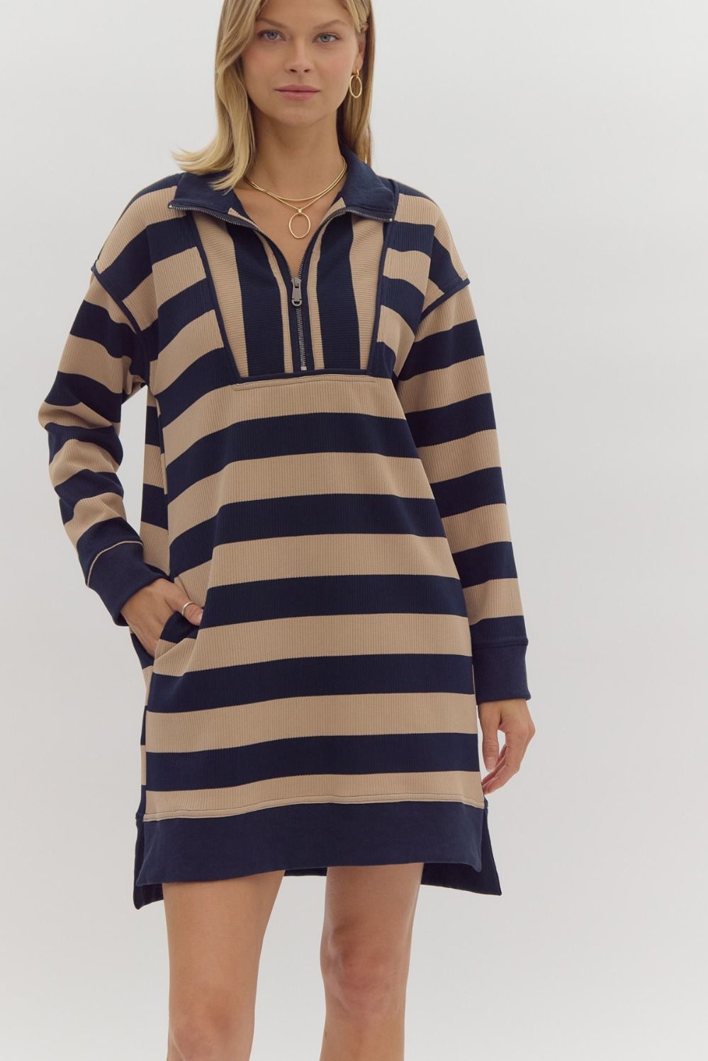 Striped in Navy Mini Dress