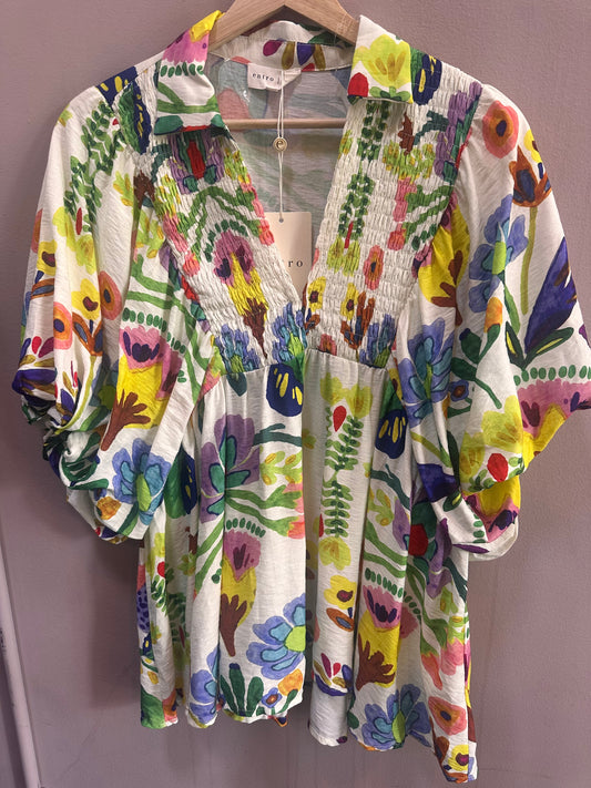 Garden Blooms V-Neck Top
