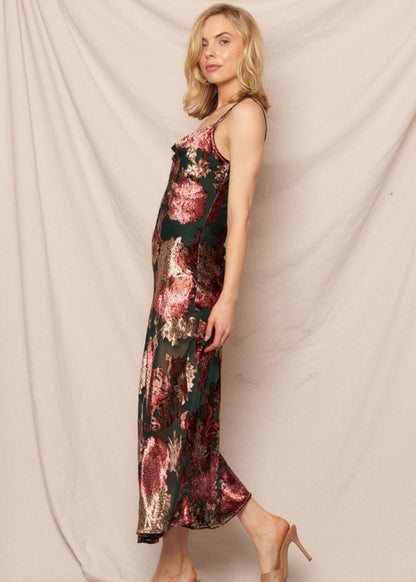 Dark Green Floral Midi