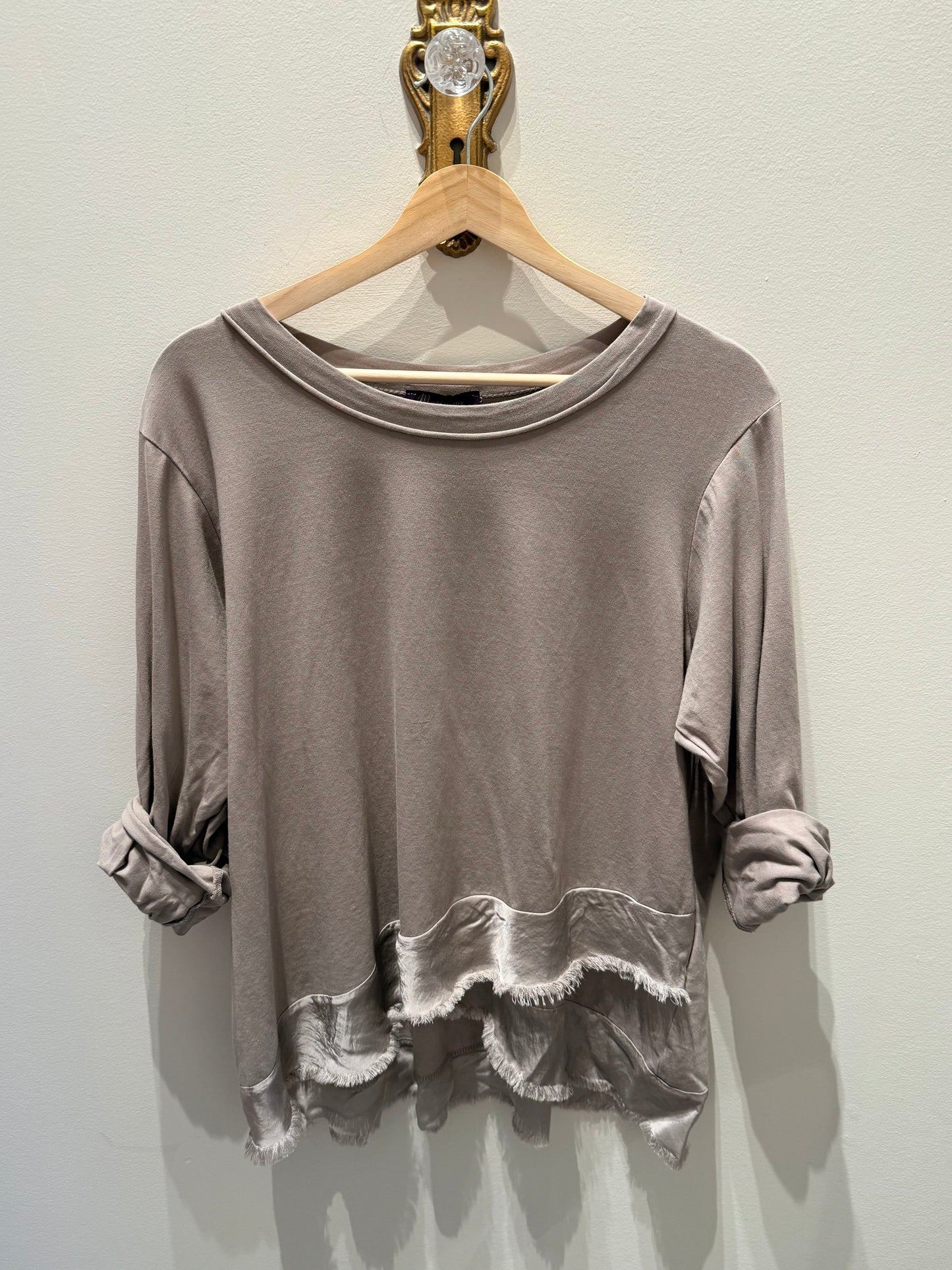 Raw Edge Fringe Hem Top-O/S