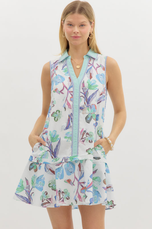 V-Neck Collared Mini Dress