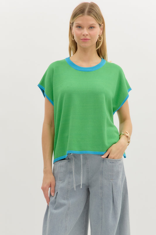 Knit Ribbed Collar Top
