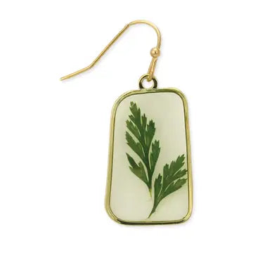 Fern Dried Flower Gold Earrings