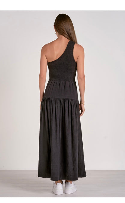 Smocked One Shoulder Maxi Dress