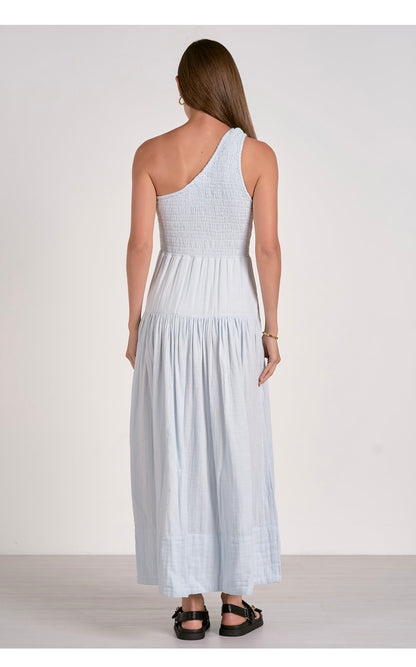 Smocked One Shoulder Maxi Dress