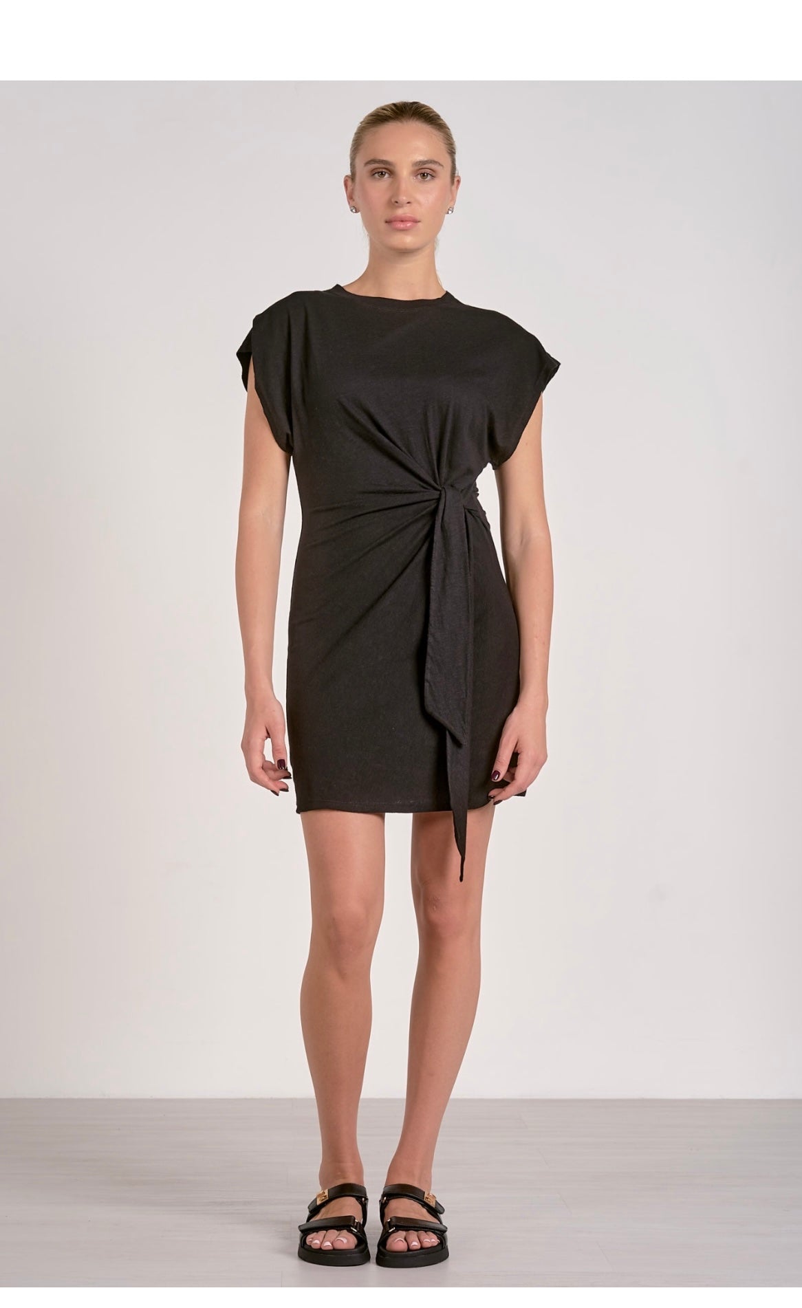 Cap Sleeve Side Tie Mini Dress