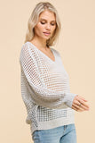 Open Weave V-Neck Sweater