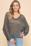 Open Weave V-Neck Sweater