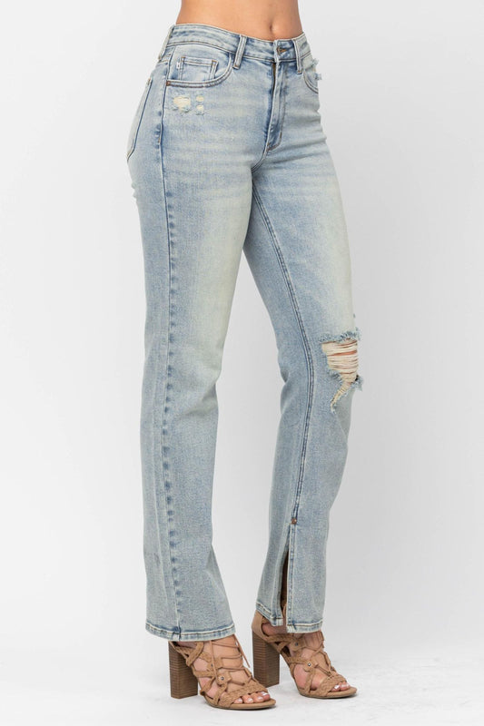 Judy Blue HW Straight Inseam Slit