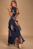 Navy Sophistication Tiered Maxi Dress