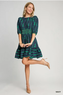 Velvet Trim & Bows Mini Dress