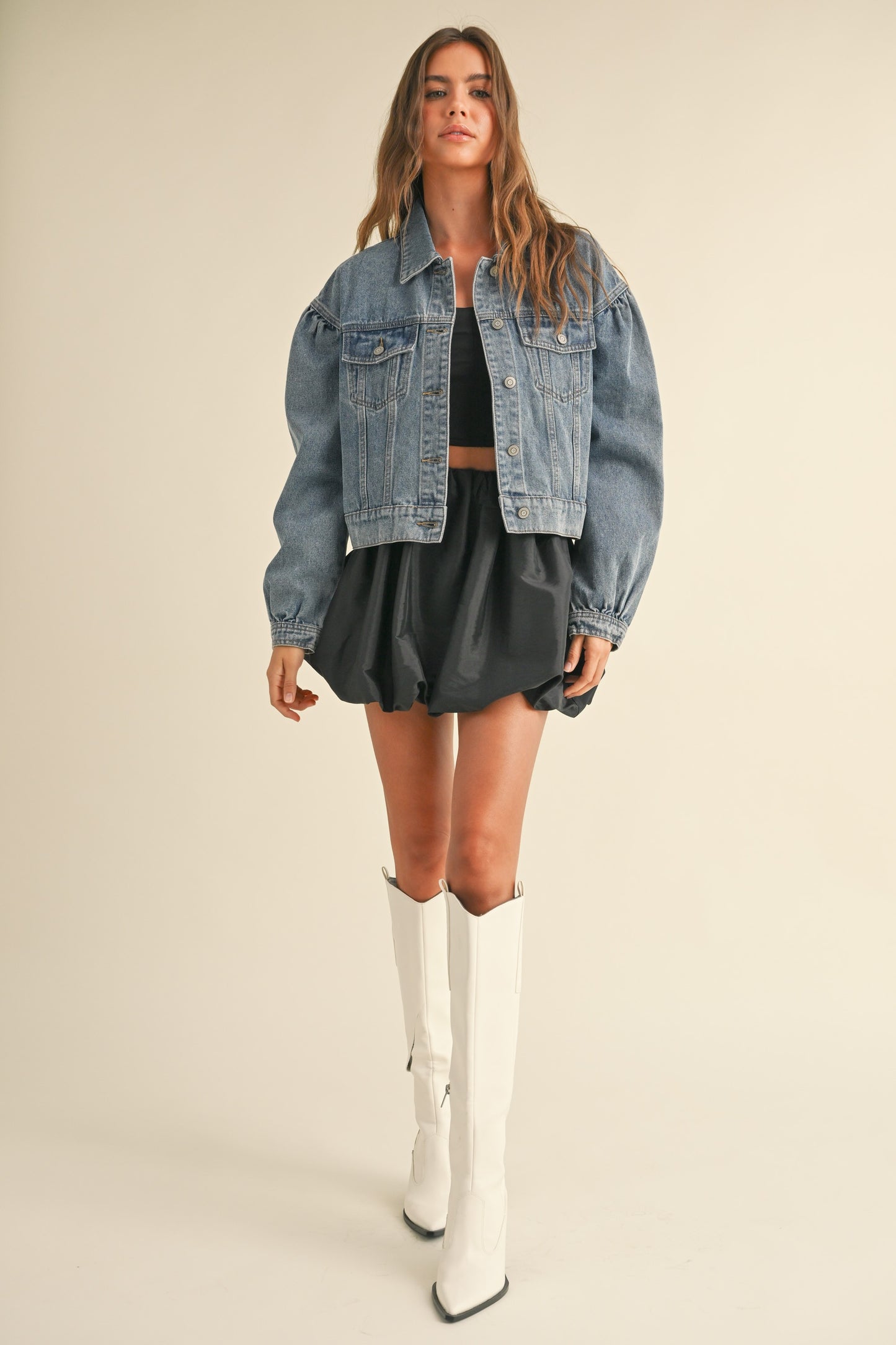 Puff Sleeve Denim Jacket