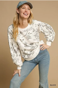 French Terry Floral Sweater*