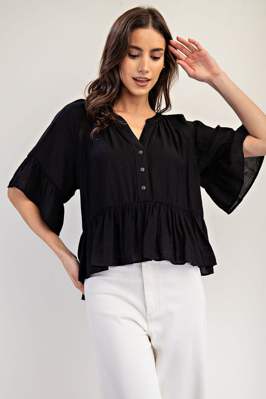 In the Ruffles Top (Black)