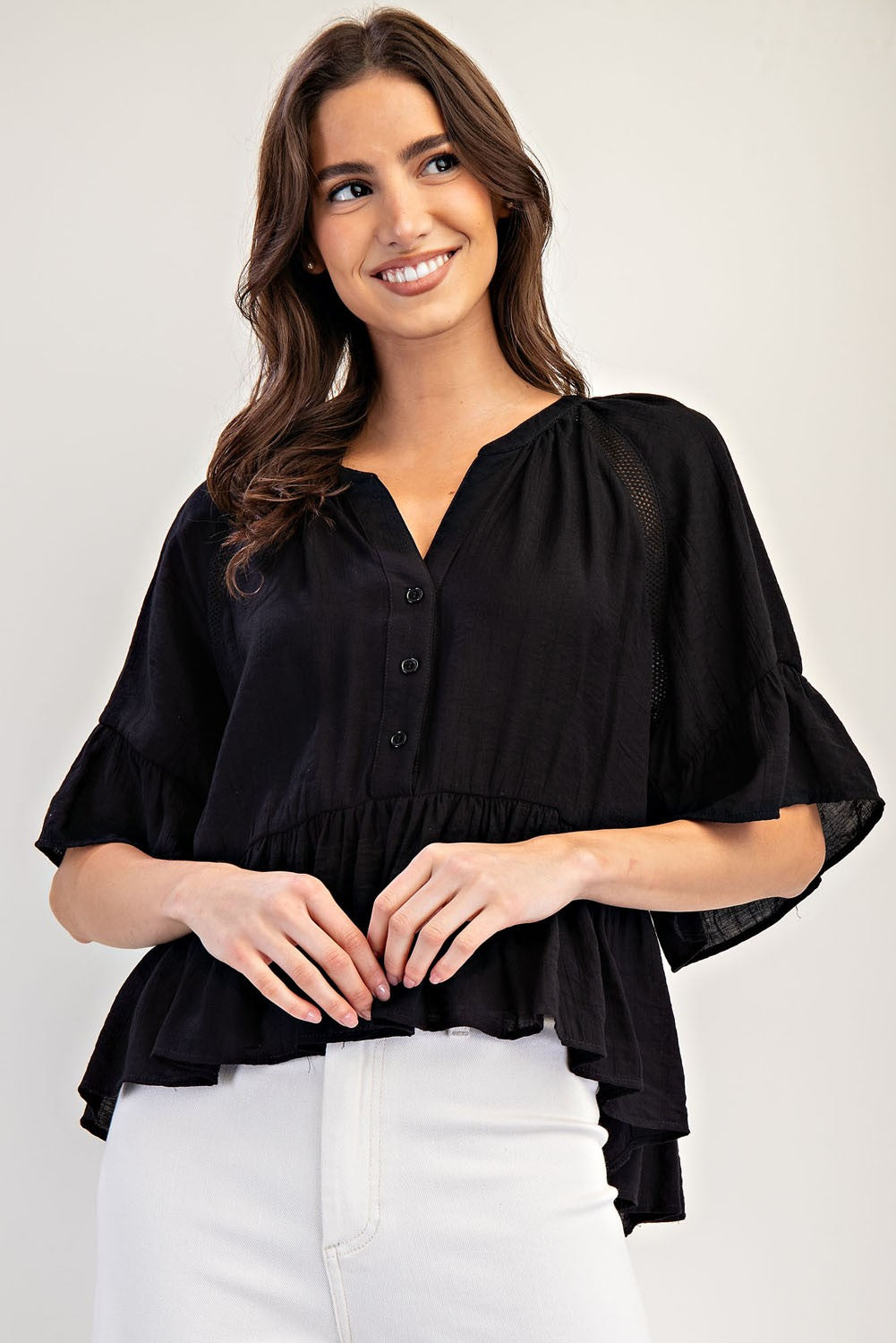 In the Ruffles Top (Black)