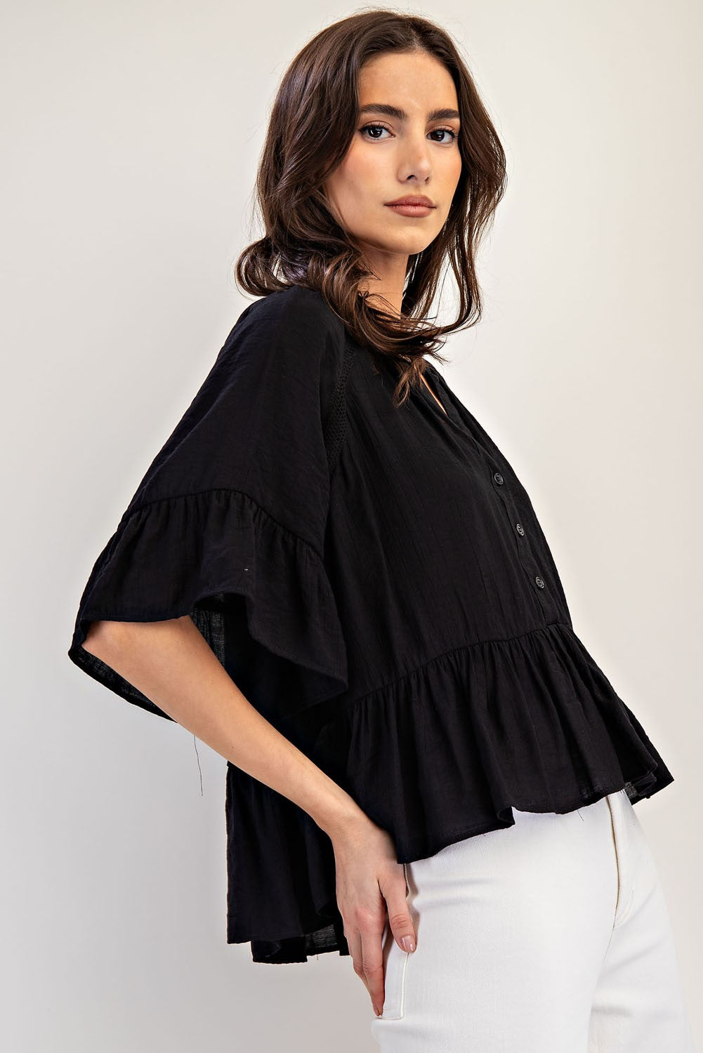 In the Ruffles Top (Black)