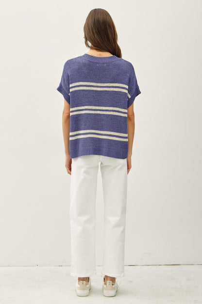 Striped Cap Sleeve Sweater