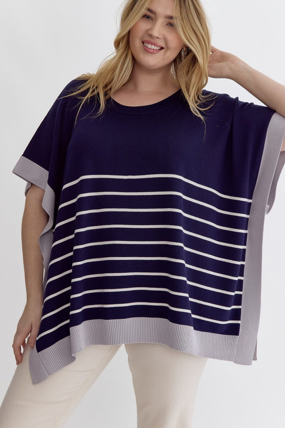 Navy Poncho Plus Top