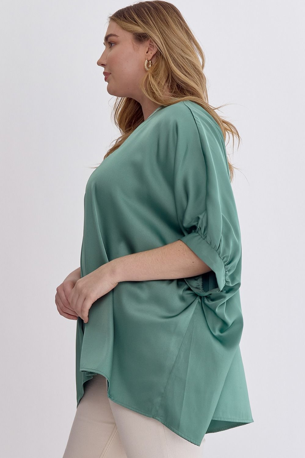 Satin V-Neck Plus Top