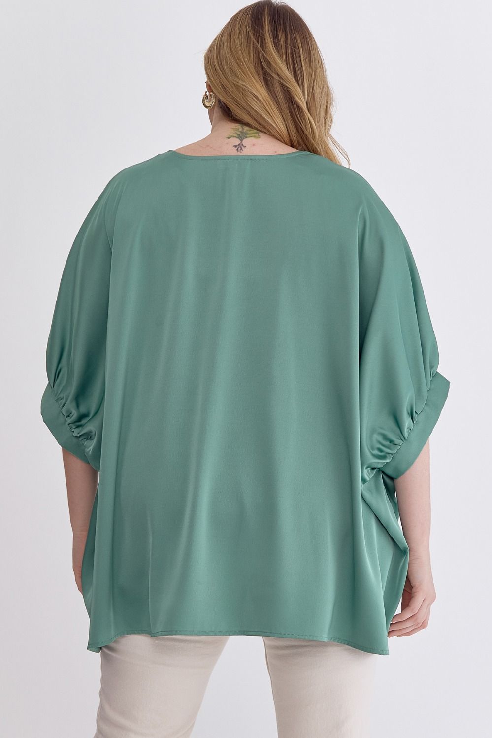 Satin V-Neck Plus Top